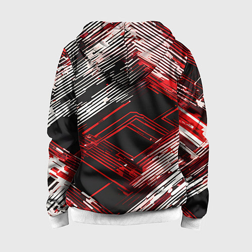 Детская толстовка на молнии Киберпанк линии белые и красные / 3D-Белый – фото 2
