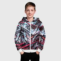 Толстовка на молнии детская Киберпанк адский скелет красный, цвет: 3D-белый — фото 2