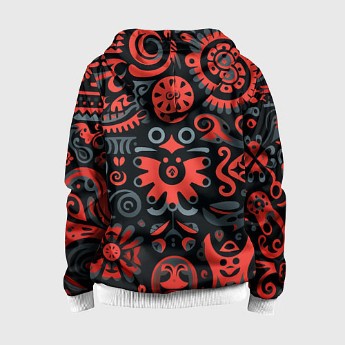 Детская толстовка на молнии Красно-черный узор в славянском стиле / 3D-Белый – фото 2