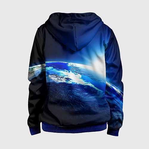 Детская толстовка на молнии Восход солнца в космосе / 3D-Синий – фото 2