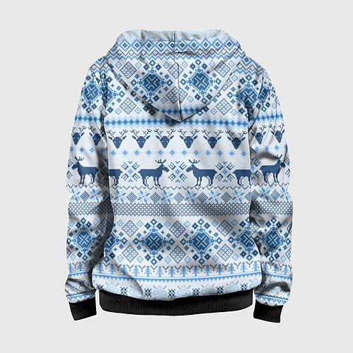 Детская толстовка на молнии Blue sweater with reindeer / 3D-Черный – фото 2