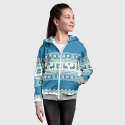 Толстовка на молнии детская Sweater with deer on a blue background, цвет: 3D-меланж — фото 2