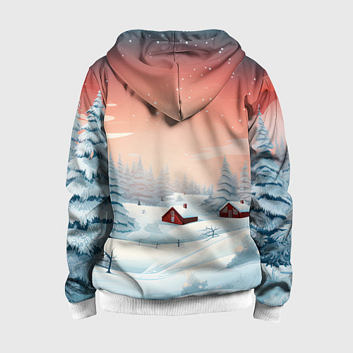 Детская толстовка на молнии Погружение в зимнюю атмосферу / 3D-Белый – фото 2