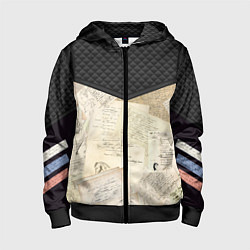 Толстовка на молнии детская Черновики Пушкина, цвет: 3D-черный