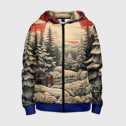 Толстовка на молнии детская Блеск снежинок новогодний стиль, цвет: 3D-синий