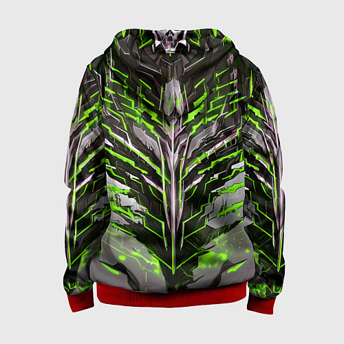 Детская толстовка на молнии Киберпанк доспех зелёный / 3D-Красный – фото 2