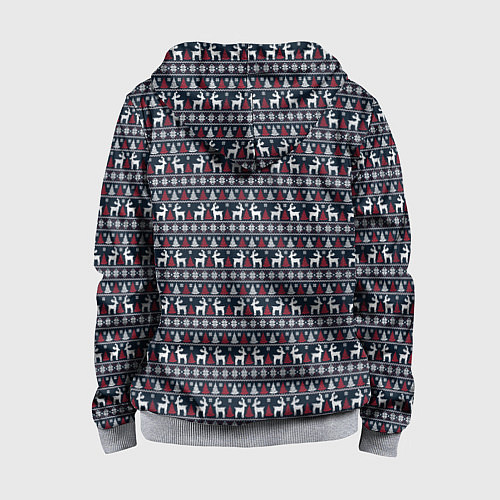 Детская толстовка на молнии Новогодние олени с елочками / 3D-Меланж – фото 2