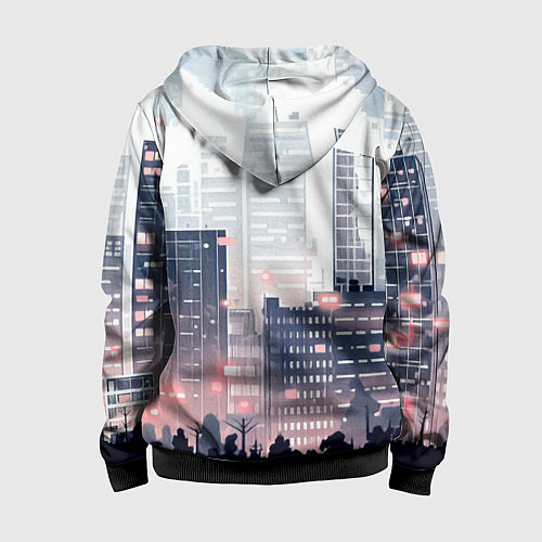 Детская толстовка на молнии Безмятежный город / 3D-Черный – фото 2