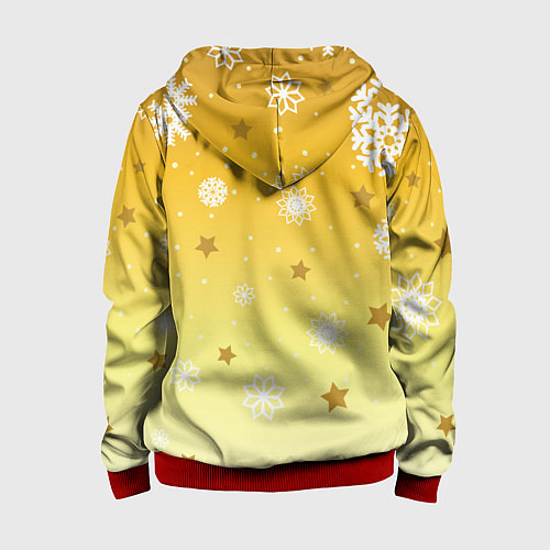 Детская толстовка на молнии Снежинки и звезды на желтом / 3D-Красный – фото 2