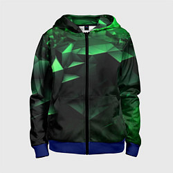 Толстовка на молнии детская Видение зеленого в абстракции, цвет: 3D-синий