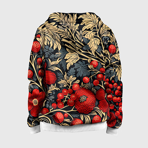 Детская толстовка на молнии Новогодние ягодки и узоры / 3D-Белый – фото 2