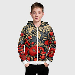 Толстовка на молнии детская Новогодние ягодки и узоры, цвет: 3D-белый — фото 2