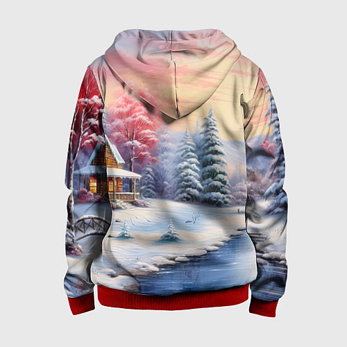 Детская толстовка на молнии Сказочная метель подарков / 3D-Красный – фото 2