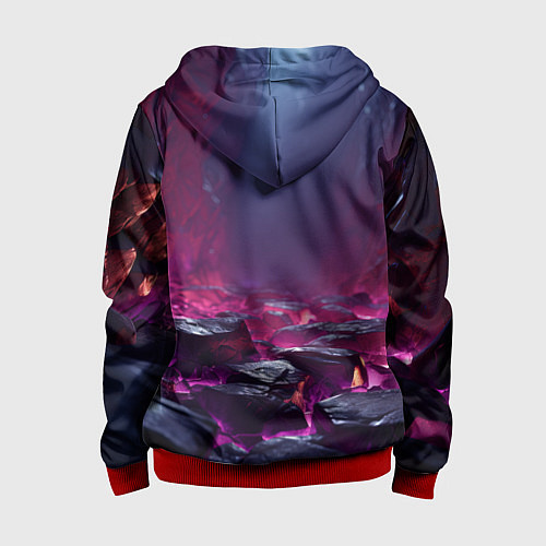 Детская толстовка на молнии Абстрактные фрагменты / 3D-Красный – фото 2
