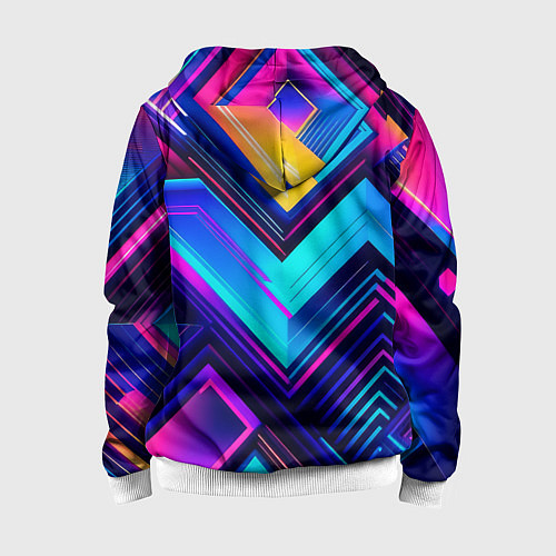 Детская толстовка на молнии Геометрическая неоновая абстракция / 3D-Белый – фото 2