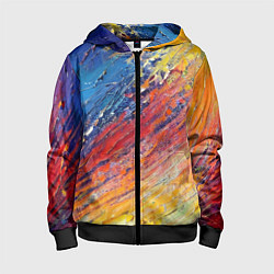 Толстовка на молнии детская Смешение масляных красок синий жёлтый красный живо, цвет: 3D-черный