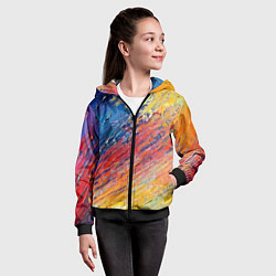 Толстовка на молнии детская Смешение масляных красок синий жёлтый красный живо, цвет: 3D-черный — фото 2