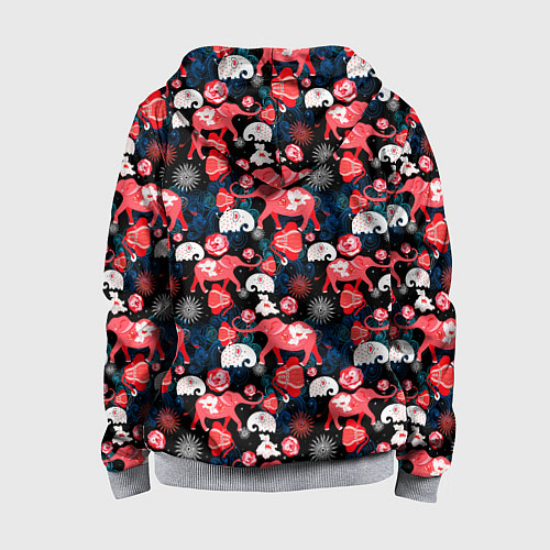 Детская толстовка на молнии Красные слоны / 3D-Меланж – фото 2