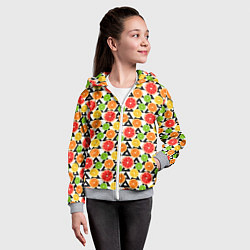 Толстовка на молнии детская Citrus pattern, цвет: 3D-меланж — фото 2