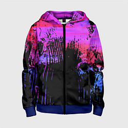 Толстовка на молнии детская Розово синий сочный гранж, цвет: 3D-синий