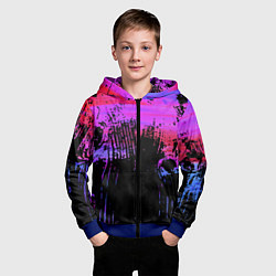 Толстовка на молнии детская Розово синий сочный гранж, цвет: 3D-синий — фото 2