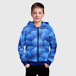 Толстовка на молнии детская Градиентные грани, цвет: 3D-синий — фото 2