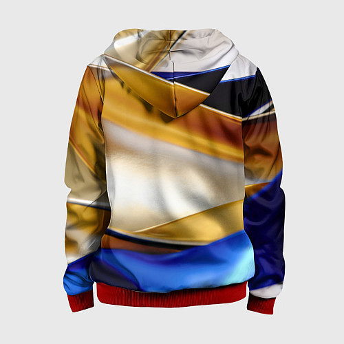 Детская толстовка на молнии Белая желтая синяя абстракция / 3D-Красный – фото 2