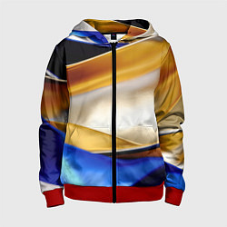 Детская толстовка на молнии Белая желтая синяя абстракция