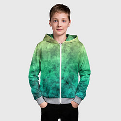 Толстовка на молнии детская Абстракция - изумрудная текстура, цвет: 3D-меланж — фото 2