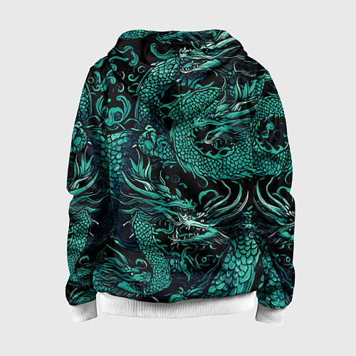 Детская толстовка на молнии Дракон бирюзового цвета / 3D-Белый – фото 2