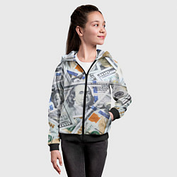 Толстовка на молнии детская Сто зеленых, цвет: 3D-черный — фото 2