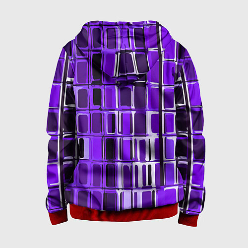 Детская толстовка на молнии Фиолетовые прямоугольники / 3D-Красный – фото 2