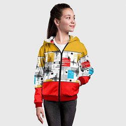 Толстовка на молнии детская Узор красного горчичного цвета, цвет: 3D-красный — фото 2