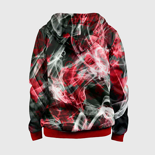 Детская толстовка на молнии Серые узоры дым / 3D-Красный – фото 2