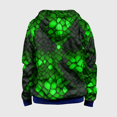 Детская толстовка на молнии Зелёный трескающийся камень / 3D-Синий – фото 2