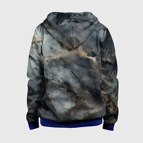 Детская толстовка на молнии Темно-серый мрамор / 3D-Синий – фото 2