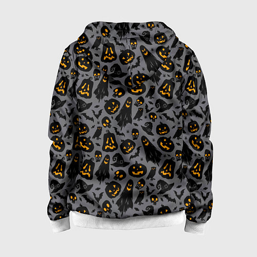 Детская толстовка на молнии Праздничный узор хэллоуина / 3D-Белый – фото 2