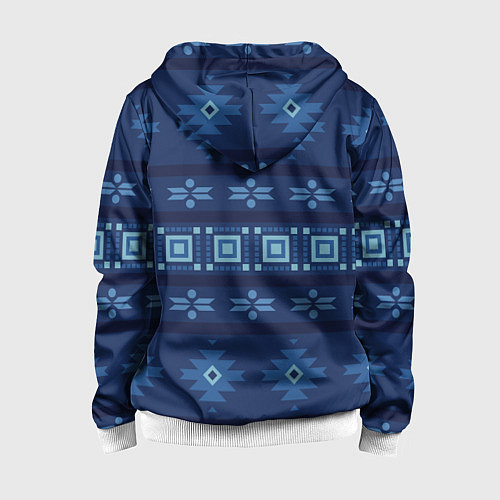 Детская толстовка на молнии Blue tribal geometric / 3D-Белый – фото 2