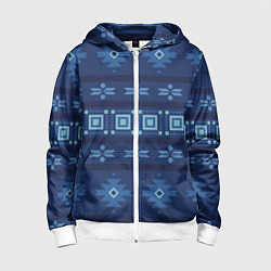 Детская толстовка на молнии Blue tribal geometric