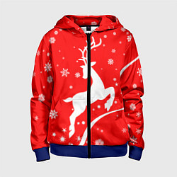 Толстовка на молнии детская Christmas deer, цвет: 3D-синий