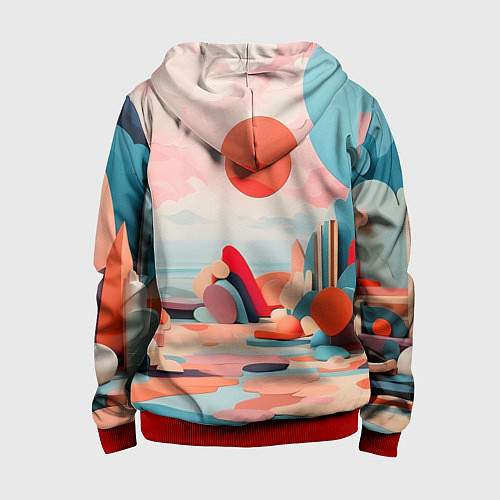 Детская толстовка на молнии Геометрия природы / 3D-Красный – фото 2