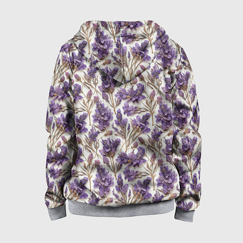 Детская толстовка на молнии Паттерн из сухих цветов лаванды в стиле акварели / 3D-Меланж – фото 2