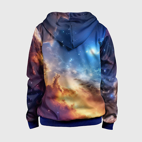 Детская толстовка на молнии Оранжевая небула космос / 3D-Синий – фото 2
