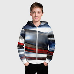 Толстовка на молнии детская Темная металлическая абстракция, цвет: 3D-белый — фото 2