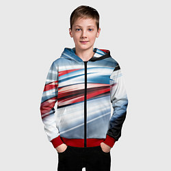 Толстовка на молнии детская Белая синяя красная абстракция, цвет: 3D-красный — фото 2