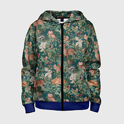 Толстовка на молнии детская Goblincore - лес зверей, цвет: 3D-синий