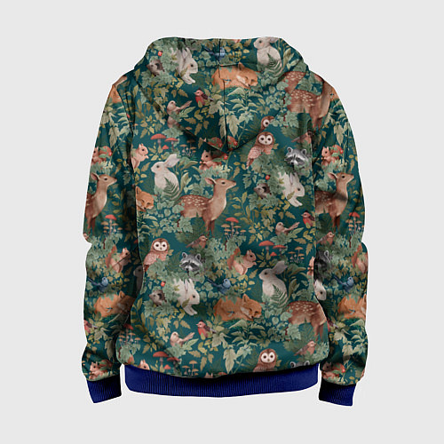 Детская толстовка на молнии Goblincore - лес зверей / 3D-Синий – фото 2