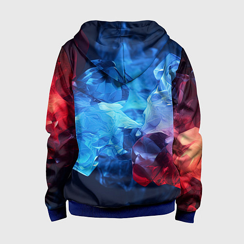 Детская толстовка на молнии Синяя ледяная абстракция с красным / 3D-Синий – фото 2