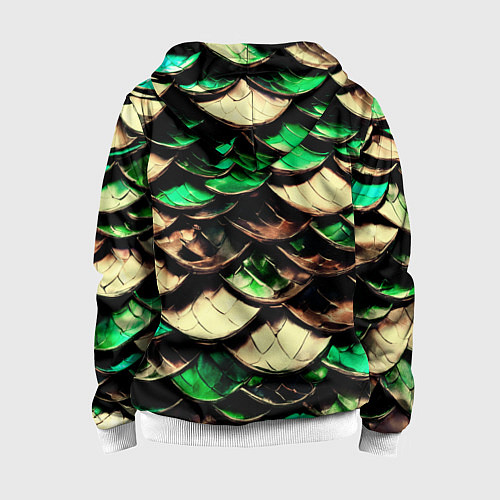 Детская толстовка на молнии Чешуя зеленого дракона / 3D-Белый – фото 2