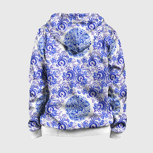 Детская толстовка на молнии Новогодняя гжель роспись / 3D-Белый – фото 2